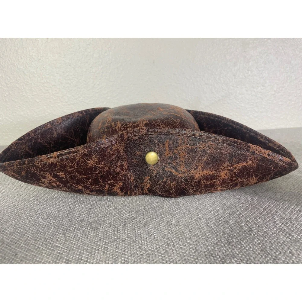 Kids Brown Distressed Faux Leather Tricorn Hat Pirate Colonial Halloween Costume